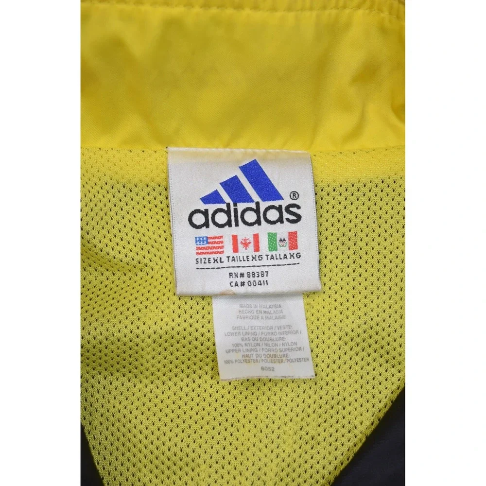 Vintage Adidas Jacket Mens XL Black Yellow Soccer Track Warm Up Windbreaker Logo